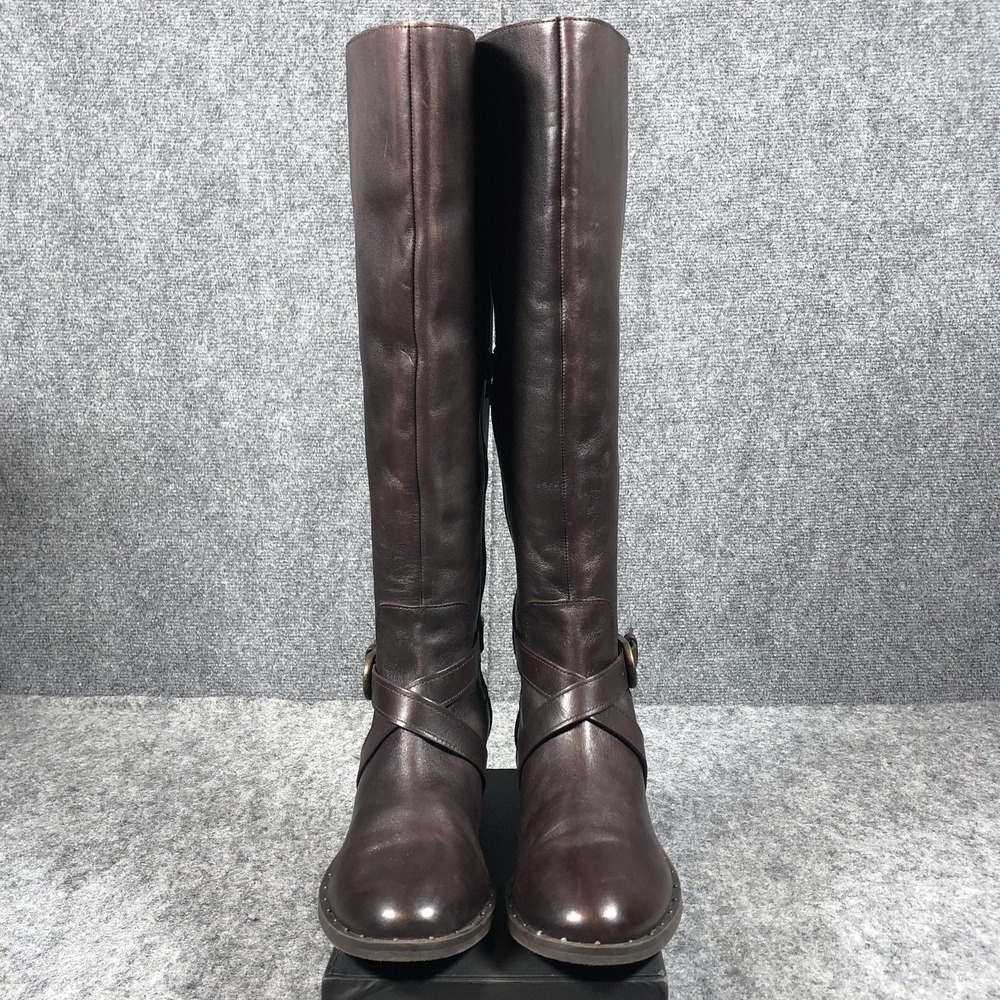 INC International Concepts Fadora Boots Womens 8M Brown Leather Wide Calf Riding - Picture 4 of 16